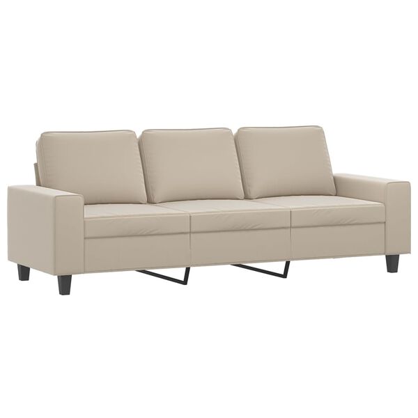 vidaXL 3-Sitzer-Sofa mit Hocker Creme 180 cm Mikrofasergewebe
