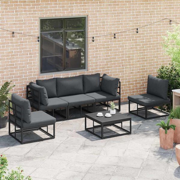 vidaXL Gartensofa-set mit Kissen 5 pcs Schwarz Aluminium