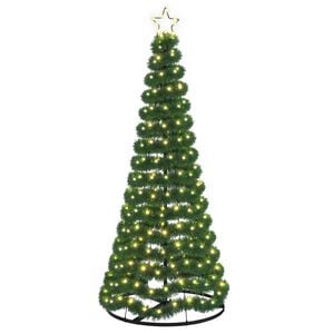 vidaXL LED-Lametta-Weihnachtsbaum mit St&auml;nder EKENAS 180 cm 220 LEDs