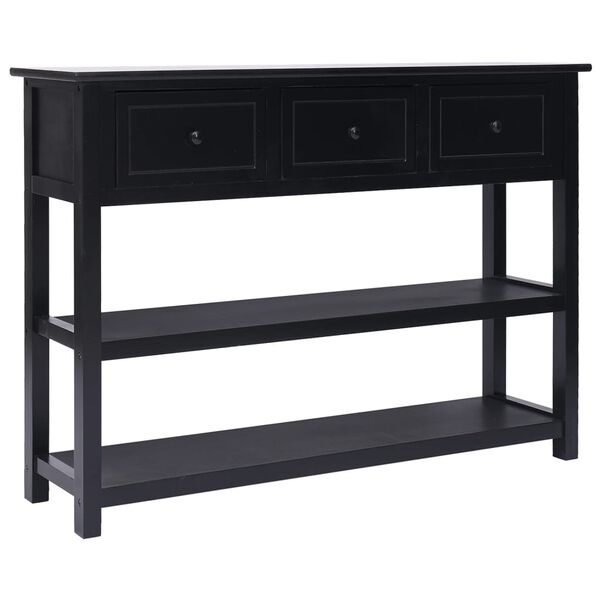 vidaXL Sideboard Schwarz 108x30x76 cm Massivholz Paulownia