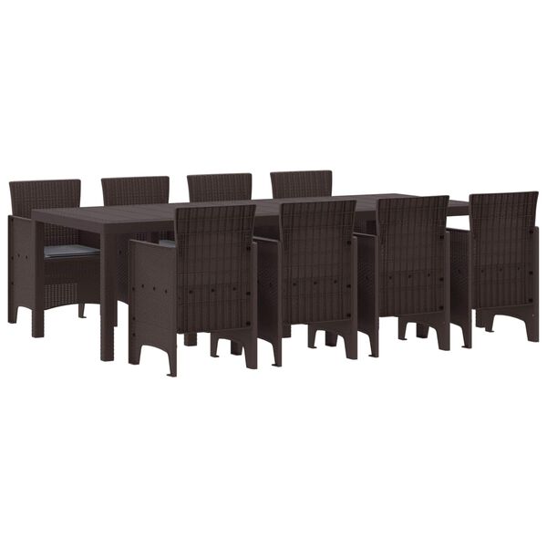 vidaXL Garten Essgruppe 9 pcs Braun Polt Rattan