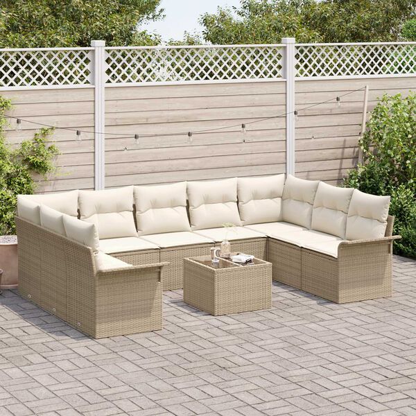vidaXL Gartensofa-set mit Speicher 10 pcs Braun Poly-Rattan