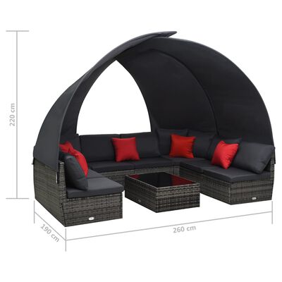 vidaXL 9-tlg. Garten-Lounge-Set mit Sonnendach Poly Rattan Anthrazit