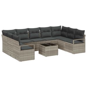 vidaXL Gartensofa-set mit Kissen 10 pcs Hellgrau Poly-Rattan