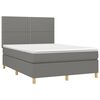 vidaXL Boxspringbett mit Matratze & LED Dunkelgrau 140x200 cm Stoff