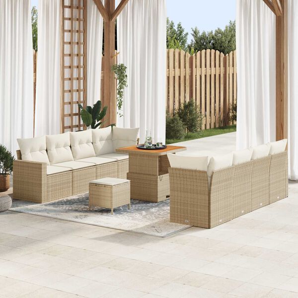 vidaXL Gartensofa-set 11 pcs Beige Poly-Rattan