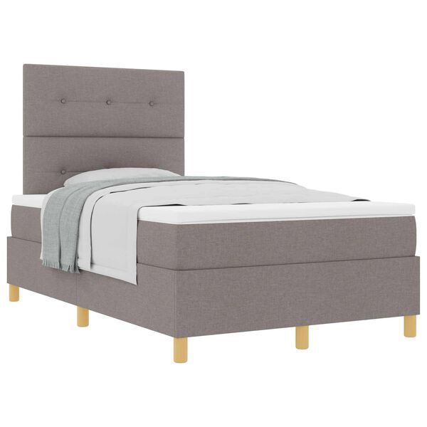 vidaXL Boxspringbett mit Matratze Taupe 120 x 190 cm Stoff