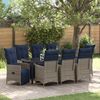 vidaXL Tisch- und Stuhlset mit Kissen 9 pcs Grau PE-Rattan