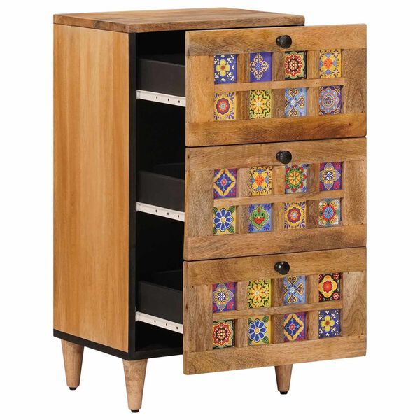 vidaXL Sideboard mit Speicher Natur 40 x 33,5 x 75 cm Massivholz Mango