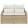 vidaXL Garten-Sofa mit Kissen 123 x 62 x 69 cm Poly-Rattan