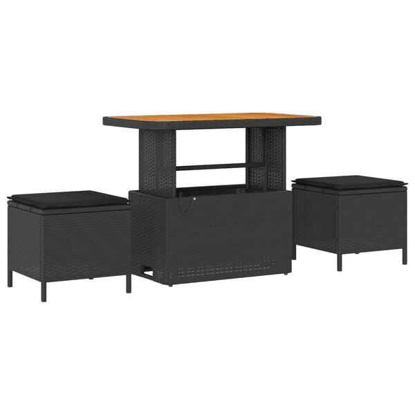 vidaXL Garten-Sofa-Set mit Kissen mit Speicher 10 pcs Schwarz