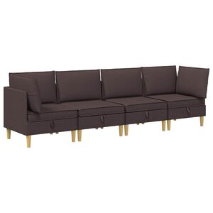 vidaXL Modular Sofa Set mit Stauraum 4 stk. Dunkelbraun Stoff