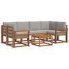 vidaXL Outdoor-Sofagarnitur mit Kissen 7 pcs Nat&uuml;rlich und Hellgrau