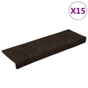 vidaXL Stufenmatten Selbstklebend 15 Stk. 65x21x4 cm Dunkelbraun Rechteckiger Rand