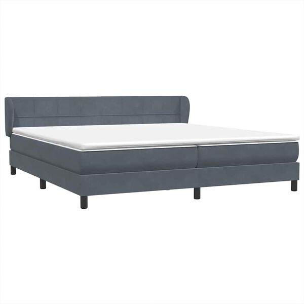 vidaXL Boxspringbett mit Matratzen Dunkelgrau 180x220 cm Samt