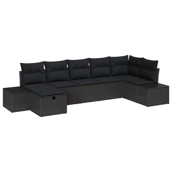 vidaXL Sofa Set mit Kissen 7 pcs Poly-Rattan