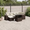 vidaXL 7-tlg. Garten-Sofagarnitur mit Kissen Braun Poly Rattan