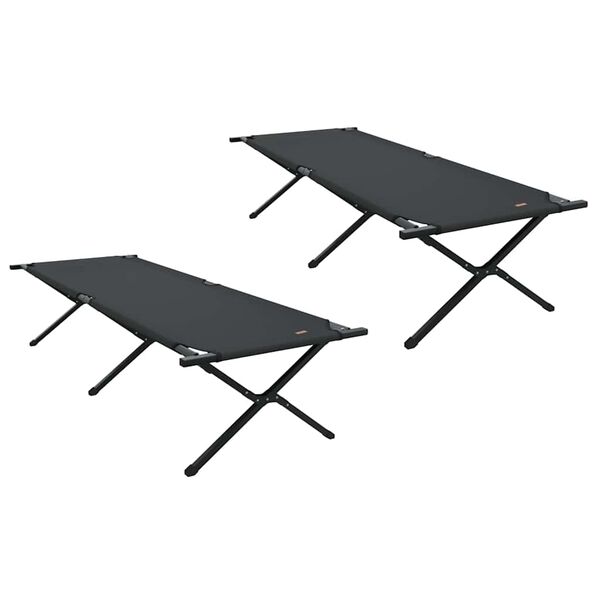 vidaXL Klapp Schlafbett f&uuml;rs Camping 2 pcs Schwarz 210 x 80 x 46 cm