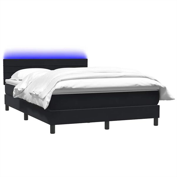 vidaXL Boxspringbett mit Matratze & LED Schwarz 160x210 cm Samt