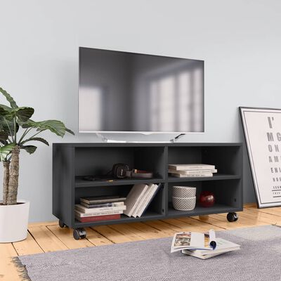 vidaXL TV-Schrank mit Rollen Grau 90×35×35 cm Spanplatte