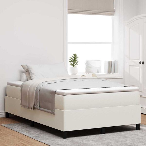 vidaXL Boxspringbett Creme und Wei&szlig; 203 x 120 x 60 cm Cordstoff