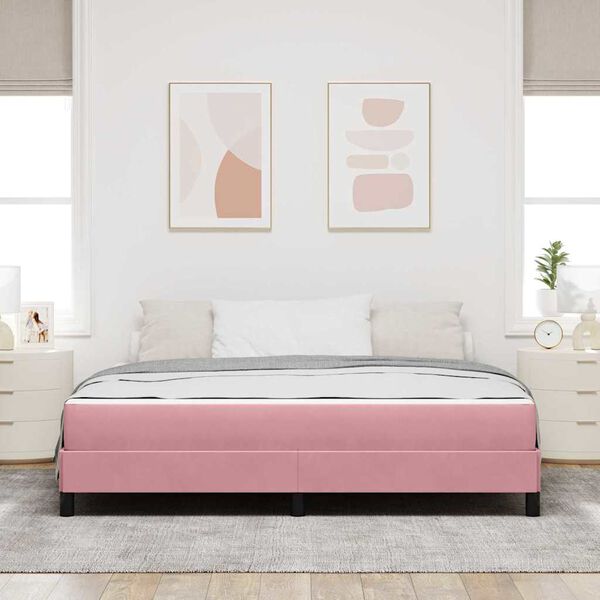 vidaXL Boxspringbett mit Matratze Rosa 180 x 220 cm Stoff