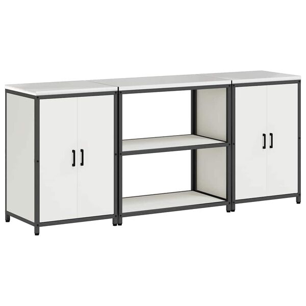 vidaXL Aufbewahrungsset für die Küche mit Regal 3 pcs Weiß Stahl