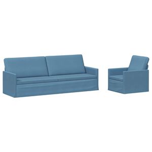 vidaXL Sofa-Set 2 pcs Blau Cordstoff