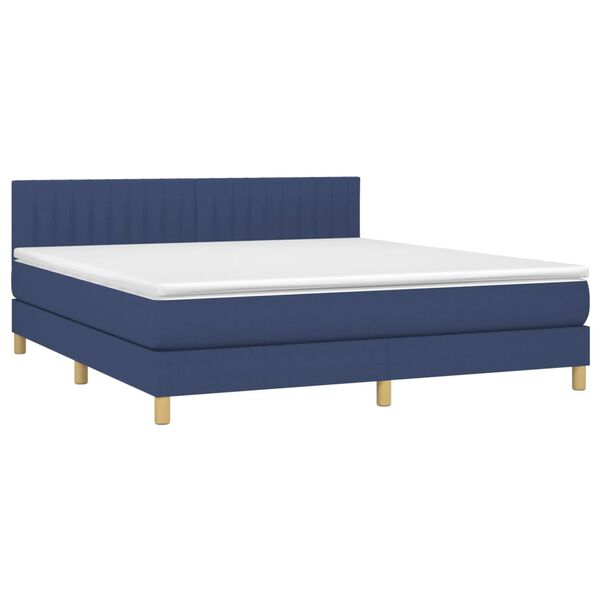 vidaXL Boxspringbett mit Matratze & LED Blau 180x200 cm Stoff