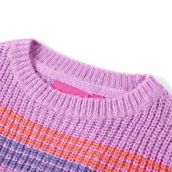 Kinderpullover mit Streifen Gestrickt Lila und Rosa 140