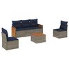 vidaXL 6-teiliges Gartensofa-Set mit Kissen, grau, Polyrattan