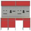 vidaXL Werkbank mit Schubladen 10 pcs Rot 200 x 55 x 200 cm Stahl