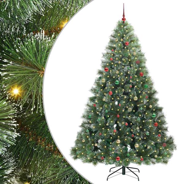 vidaXL K&uuml;nstlicher Weihnachtsbaum mit 300 LEDs Gr&uuml;n 240 cm PE und PVC