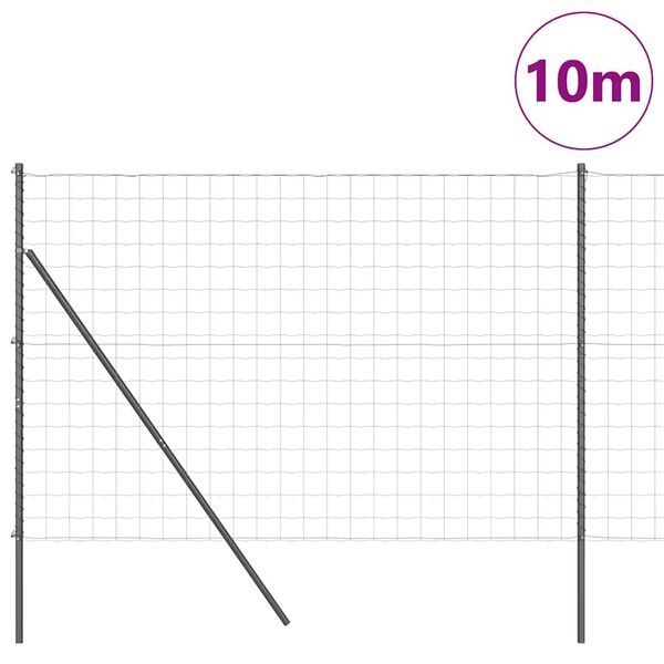 vidaXL Zaun mit Pfosten Grau 1,6 x 10 m Stahl und PVC