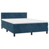 vidaXL Boxspringbett mit Matratze & LED Dunkelblau 140x200 cm Samt