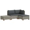 vidaXL 4 stk. Rattan-Lounge-Set mit Kissen GENDT Naturrattan Kubu Grau