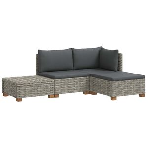 vidaXL 4 stk. Rattan-Lounge-Set mit Kissen GENDT Naturrattan Kubu Grau