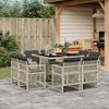 vidaXL 9-tlg. Garten-Essgruppe mit Kissen Hellgrau Poly Rattan