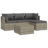 vidaXL 5-tlg. Garten-Lounge-Set mit Kissen Grau Poly Rattan