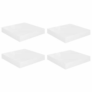 vidaXL Schweberegale 4 Stk. Hochglanz-Wei&szlig; 23x23,5x3,8 cm MDF