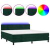 vidaXL Boxspringbett mit Matratze & LED Dunkelgr&uuml;n 180x200 cm Samt