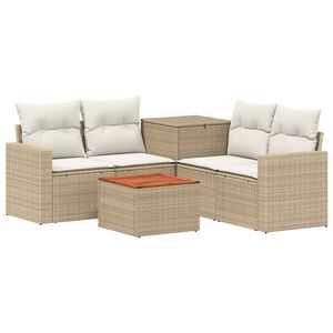 vidaXL Sofa Set 6 stk. Beige und Cremewei&szlig; Polyrattan und Stahl