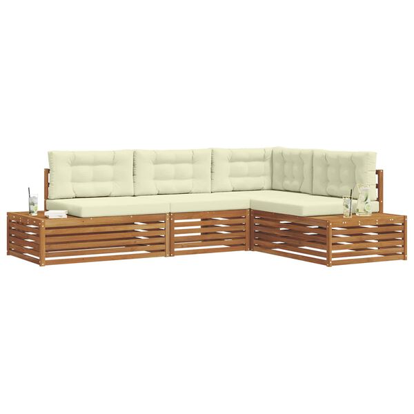 vidaXL Outdoor-Sofagarnitur mit Kissen 4 St&uuml;ck Natur und Creme