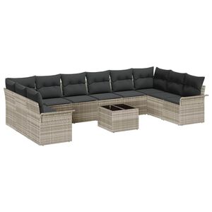 vidaXL Gartensofa-set mit Kissen 11 pcs Hellgrau Poly-Rattan