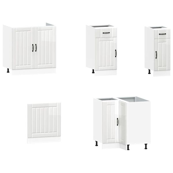 vidaXL 11-tlg. K&uuml;chenschrank-Set Lucca Hochglanz-Wei&szlig; Holzwerkstoff