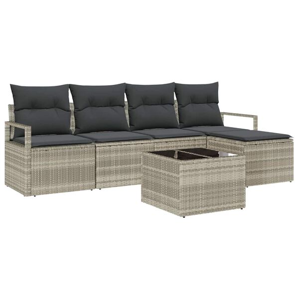 vidaXL Garten-Sofa-Set 6 pcs Hellgrau Poly Rattan