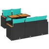 vidaXL 6-tlg. Garten-Sofagarnitur mit Kissen Schwarz Poly Rattan