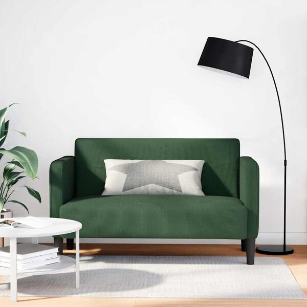 vidaXL Zweisitzer-Sofa Dunkelgr&uuml;n 109 cm Cordstoff