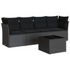vidaXL 5-tlg. Garten-Sofagarnitur mit Kissen Schwarz Poly Rattan