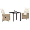 vidaXL Garten Essgruppe mit Kissen 3 pcs Beige Poly-Rattan